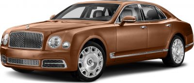 Luxury sedan with prominent front grille and round headlights