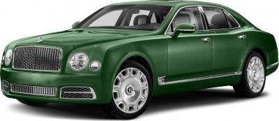 Luxury green sedan with chrome grille and round headlights