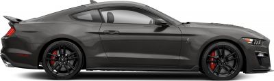 Sleek sports coupe with black alloy wheels and aerodynamic rear spoiler
