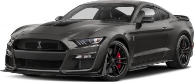 Aggressive front grille and sport wheels with red brake calipers.