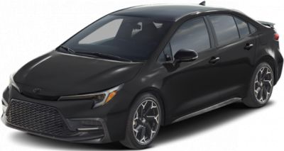 Black 2023 sedan with large alloy wheels and wide front grille
