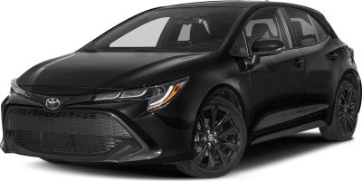 Sleek black hatchback with LED headlights and black alloy wheels