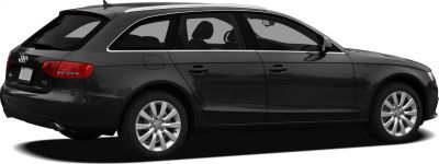 Black station wagon with alloy wheels and rear spoiler side view