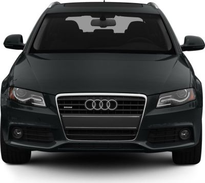 Front view with grille, LED headlights, and fog lights