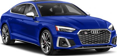 Sporty blue sedan with honeycomb grille and alloy wheels