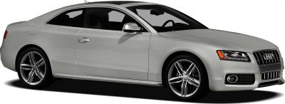 Silver coupe, V8 badge, alloy wheels, sharp front grille, two-door