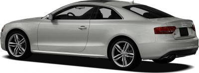 Side profile of coupe with V8 badge and alloy wheels