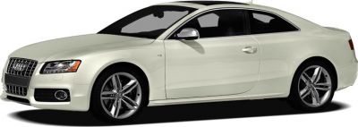 Side view of white sporty convertible coupe with V8 engine
