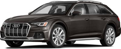 Front side view of a luxury wagon with distinctive grille, alloy wheels, and roof rails.