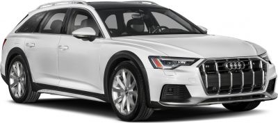 Front-side view with LED headlights and bold grille