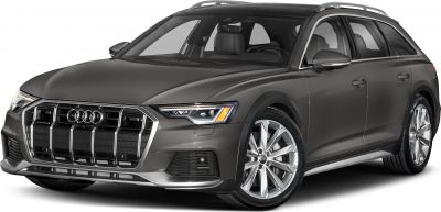 Front view with LED headlights, large grille, alloy wheels