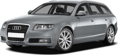 Silver Audi A6 Allroad quattro 2009 front-side view with grille and alloy wheels