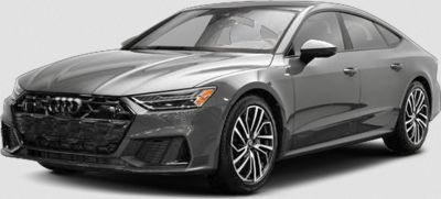 Front side view of a sleek luxury sedan with multi-spoke alloy wheels