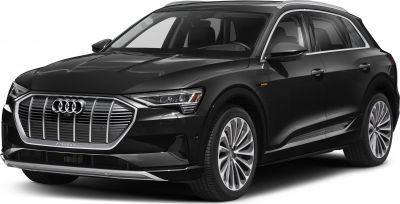 Front angle view of an electric SUV with LED headlights and bold grille
