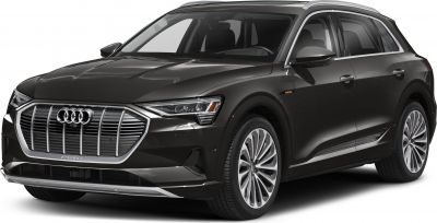 Front grille and side profile view with LED headlights and aerodynamic wheels
