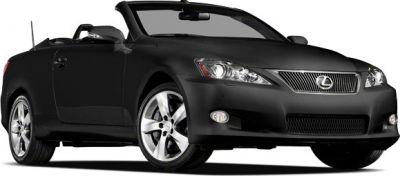 Front view of sporty convertible with detailed headlights and alloy wheels
