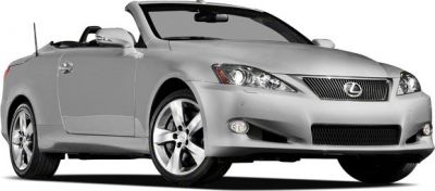 Front-side view with headlights, grille, alloy wheels of silver convertible