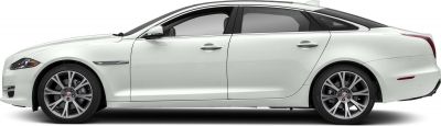 Side profile of luxury sedan with alloy wheels and sleek design
