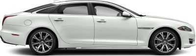 Side profile of a luxury sedan with prominent alloy wheels