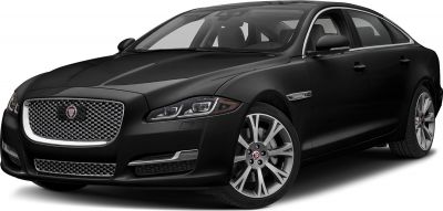 Front grille, LED headlight, and alloy wheel of luxury sedan