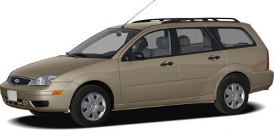 Side profile of beige station wagon with roof rails and five doors