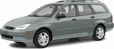 Front-side view of a gray station wagon with roof rails and alloy wheels