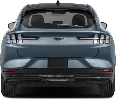 Distinctive rear tail lights and Mustang emblem on an electric SUV