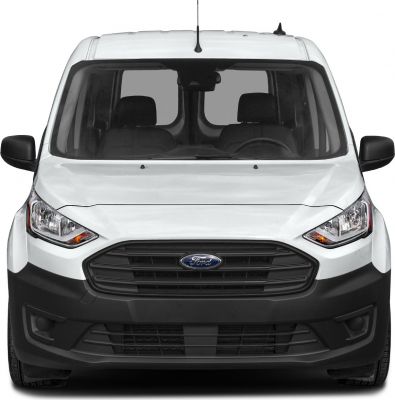 Front view of a utility van with distinct grille and angular headlights