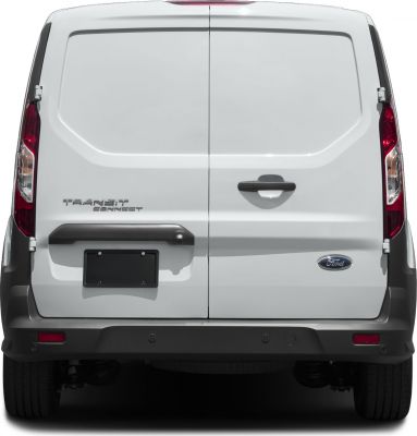 Rear dual cargo doors with taillights and black handles.