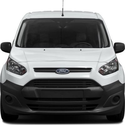 Van front view with wide black grille and angular headlights