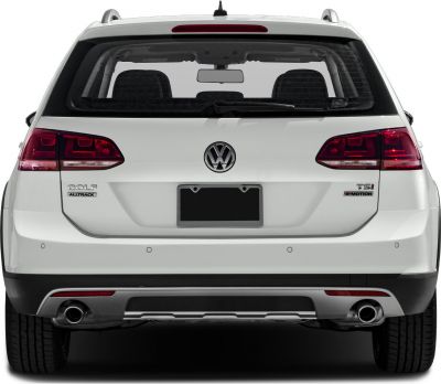 Rear view with distinct taillights and dual exhausts