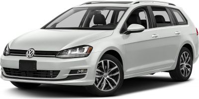 Front and side view of a sleek white compact wagon with alloy wheels
