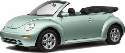 Convertible compact car with rounded design and soft top roof