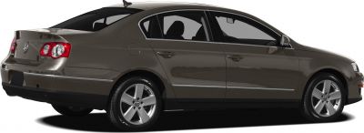 Rear side profile of mid-size sedan with alloy wheels and chrome trim