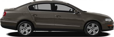 Side profile of a sedan with smooth lines and alloy wheels
