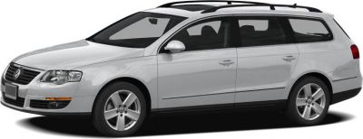 Side profile of a station wagon with roof rails and alloy wheels