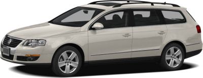 Side view of a station wagon with silver alloy wheels and roof rails.