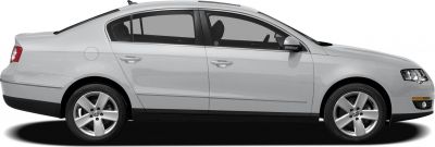Side profile of a mid-2000s sedan with alloy wheels