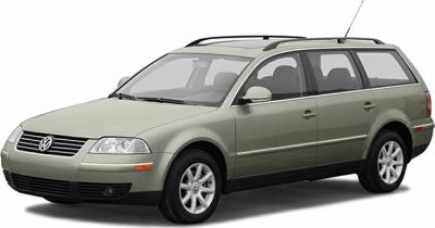 Front side view of a mid-2000s station wagon with roof rails