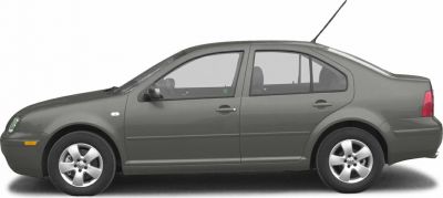 Side profile of a four-door sedan with alloy wheels