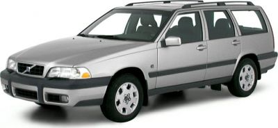 Front-side view of a classic boxy station wagon with roof rails.