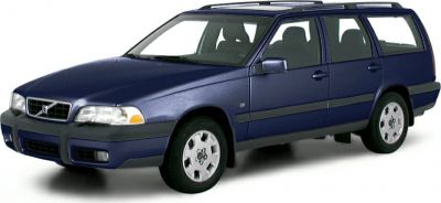 Front side view of classic Volvo V70 I station wagon exterior.
