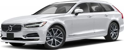 Side and front view of luxury station wagon with modern front grille and alloy wheels