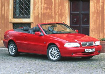Red convertible with soft top and sporty alloy wheels