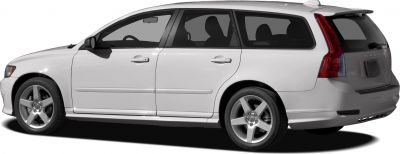 White station wagon with five-spoke alloy wheels and rear spoiler