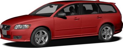 Red station wagon showing front and side view with alloy wheels