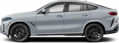Side profile of sleek coupe SUV with black alloy wheels