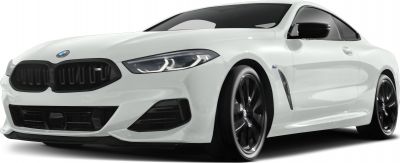 White sports coupe with black kidney grille and sleek LED headlights