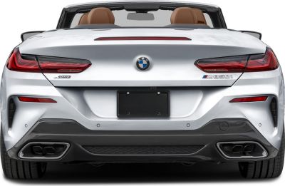 Rear view of convertible with dual exhausts and LED tail lights