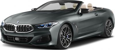 Front view of luxury convertible with LED headlights and distinctive kidney grille